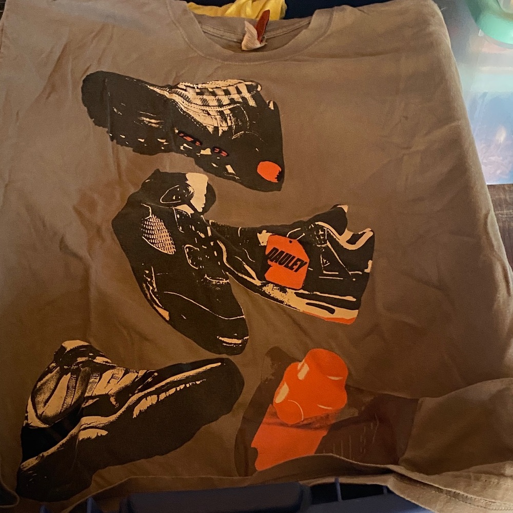 Men's Graphic Tee - Gray with Orange Accents